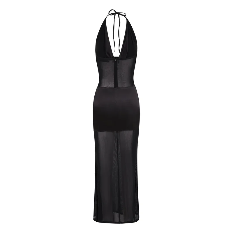 Scorpio Rizing  Onyx Drape Front Maxi Dress for Women | Best Price UAE